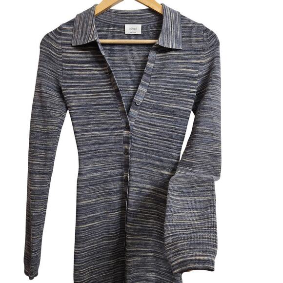 NWOT Aritizia Wilfred Cove Knit Polo Midi Dress S Striped Button-Up Bodycon - Picture 5 of 12